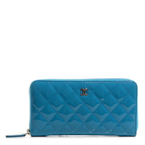 chanel blue zip wallet